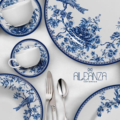 Conjunto Com 6 Pratos Fundo Chinese Garden Alleanza 1°linha