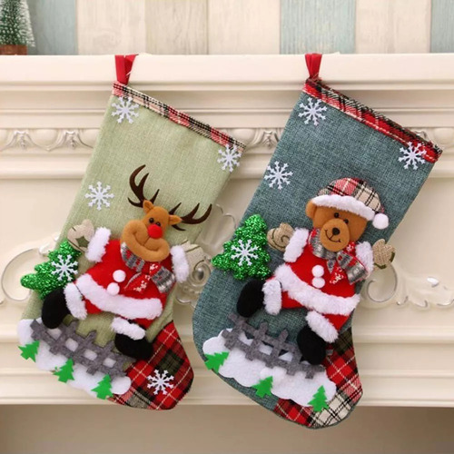 8 Piezas Medias Navideñas Santa Claus 31 Cm Botas De Bolsill