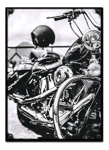 #608 - Cuadro Vintage 21 X 29 Cm / Moto Harley Davidson 