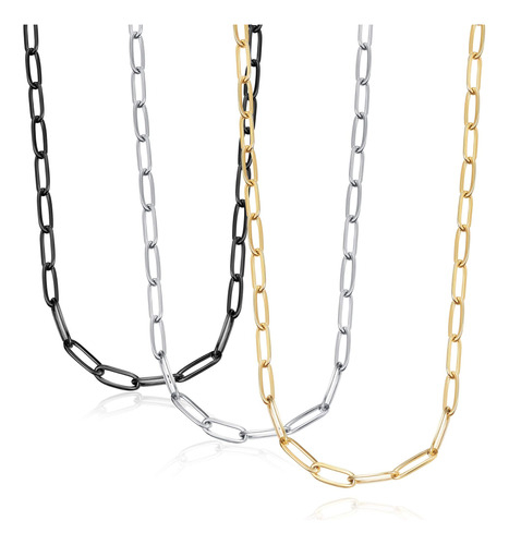 Fibo Steel 3 Collares De Cadena Chapados En Oro De 14 Quilat