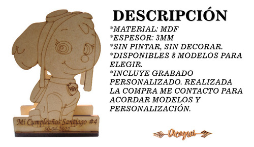 Servilleteros Paw Patrol Con Grabado Personalizado 10 Pzas
