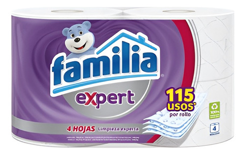 Papel Higiénico Familia Expert 115 Usos - 4 Rollos - 4 Hojas