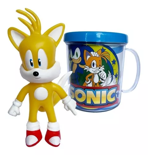 Boneco Sonic Vermelho Collection Com Caneca Personalizada - Super