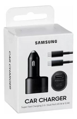 Carregador Veicular Samsung 45w Turbo Cabo Usb-c Carro S10