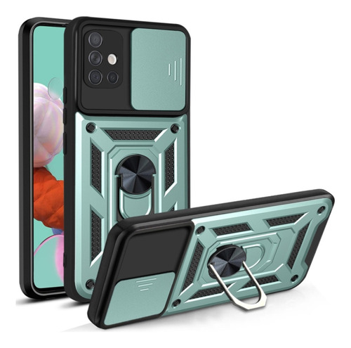 Funda Case Para Samsung A51 Holder Protector Camara Verde