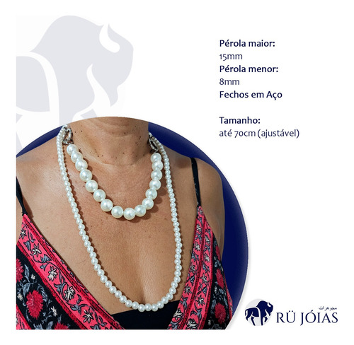 Colar Pérola Masculino Feminino Gargantilha Moda Ajustável