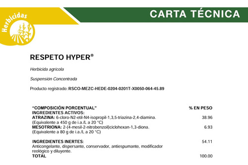 Respeto Hyper- Herbicida Control De Coquillo Y Zacates 1 L