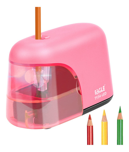 Sacapuntas Automatico Electrico Eagle Ty34 Luz Led - Rosa