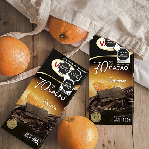 Chocolate Valor 70% Cacao C/naranja 4 Pack De 100 Gr C/u