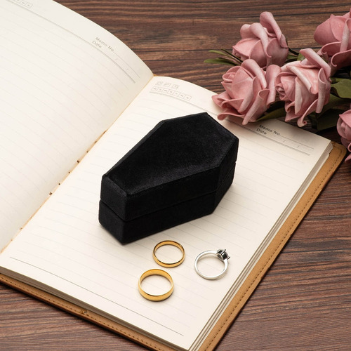 Caja Para Anillos De Terciopelo Con Forma De Ataúd, Soporte