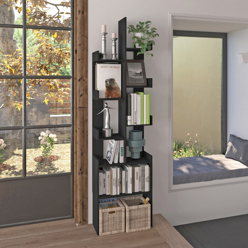 Librero Exhibidor Decorativo Playcon 9 Espacios Organizadore Color Negro Liso