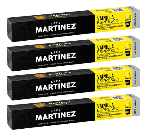 Capsulas Vainilla Compatibles Con Maquinas Nespresso Pack X4 40 U