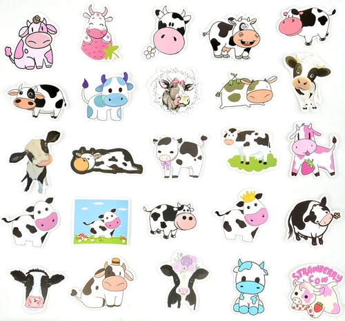 Aowplc Paquete De 50 Pegatinas De Vaca, Vinilo Impermeable,