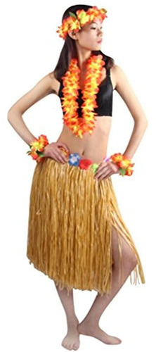 5pcsset Hawaiian Luau Grass Elastico Hula Falda 60cm