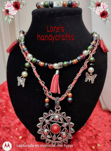 Collar,rosario Cruz Porfis,mano Fatima,frida,con Pulseras
