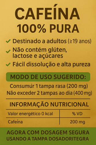 Cafeí-na Em Pó Pura 150g Sem Aditivos Rei Nutri 200mg Amargo