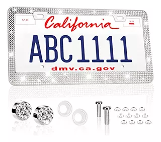 Bling License Plate Frames For Women 1 Pack Diamond R...