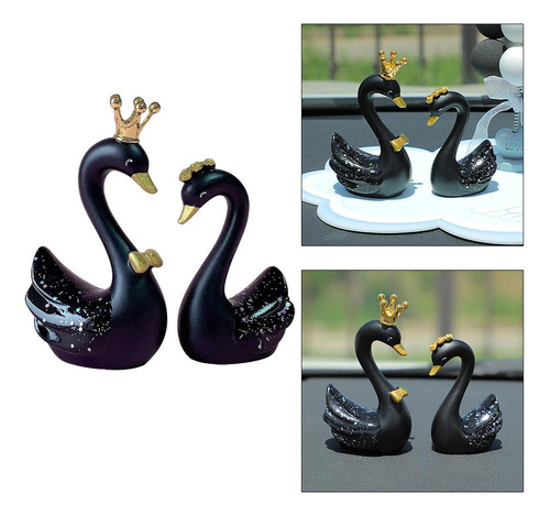 Resina Cisne Estatua De Pie Escultura Arte Novedad Negro