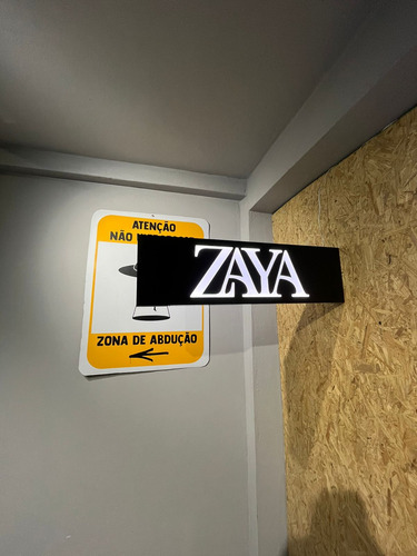 Placa Luminoso Retangular Em Acm Vazado Led Logo Dupla Face
