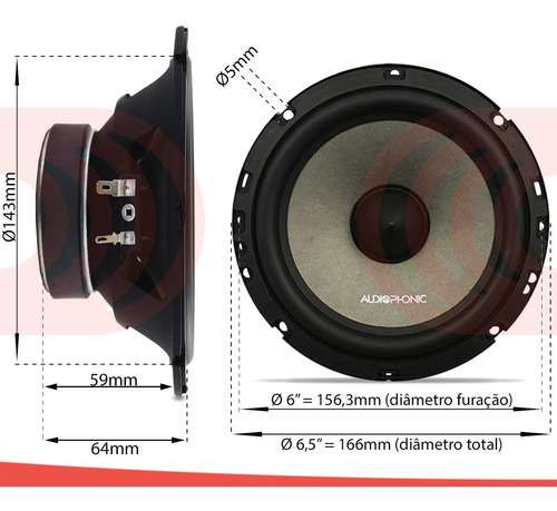 Imagem 4 de 9 de Kit 2 Vias Audiophonic Sensation Ks 6.2 130w Rms Promoção