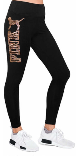 Leggings Pink Victoria Secret Xs Extra Small Negro Brillos