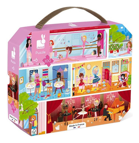 Janod 100 Peças Dance Academy Ballerina Puzzle Toy Mini Mala