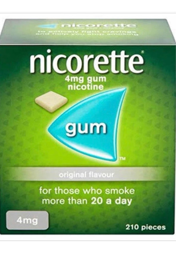 Nicorette Gum 210 Chicle Nicotina Orig 4mg Dejar De Fumar