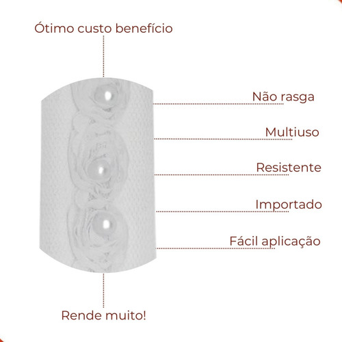 Renda De Flor Sintetica Com Perola - Rolo Com 6,8 Metros