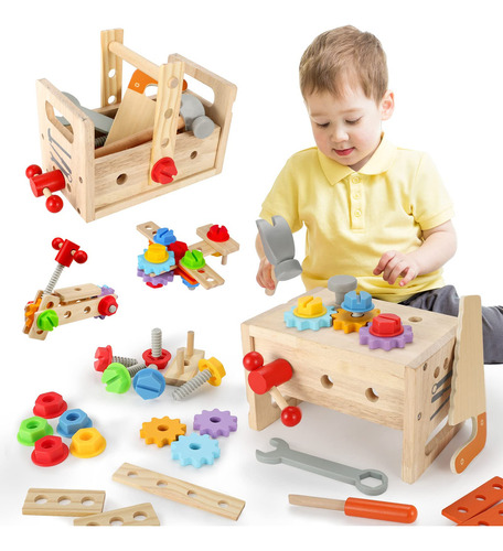 Vextronic Juego De Herramientas De Madera Para Niños Con C.