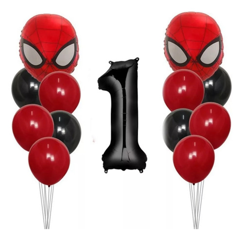 Kit Globos Decoración Avengers Spiderman Rojo Cumpleaños