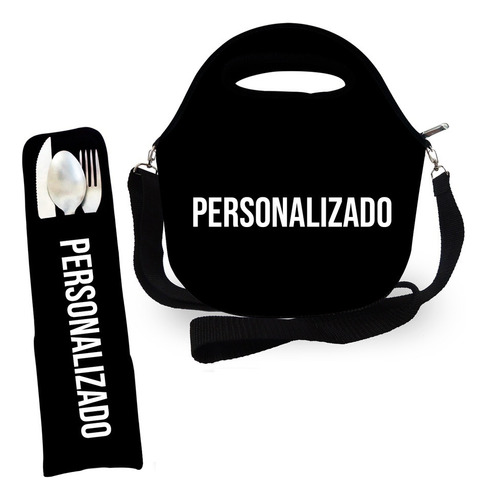 Kit Lancheira Neoprene + Porta Talheres Personalizado