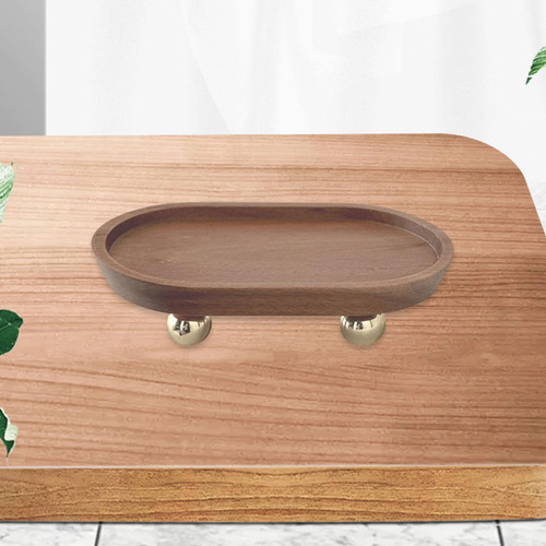 Bandeja De Madera Para Servir, Pedestal De 12x20x5cm Marrón