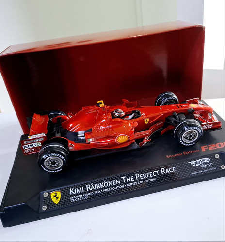 Miniatura Ferrari F1 2008 K. Raikonen 1:18 Hot Wheels Elite Vermelho (Usado)