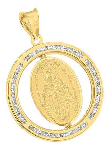Imagen 1 de 3 de Medalla Giratoria Virgen Milagrosa Oro 10k - 1740