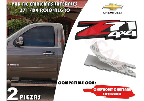 Par De Emblemas Z71 4x4 Chevrolet Cheyenne Silverado