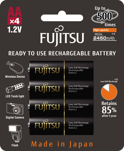 4 Pilhas Aa Recarregáveis 500x Fujitsu  Eneloop Pro 2550mah