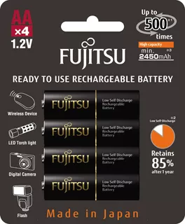 4 Pilhas Aa Recarregáveis 500x Fujitsu Eneloop Pro 2550mah