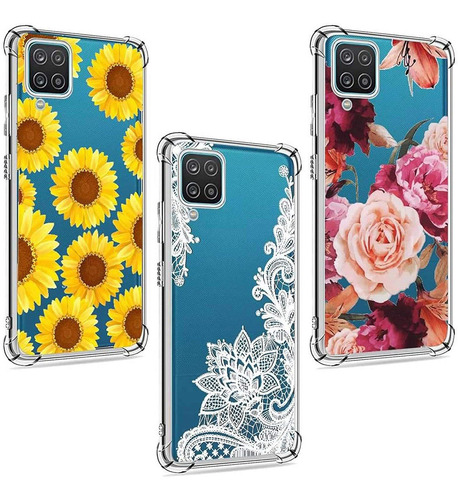 Funda X3 Para Samsung Galaxy A12 5g Transparente Con Flores