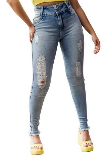 Calça Jeans Cropped Feminina Mirella Com Enchimento For Use