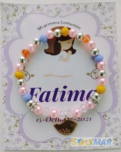 Pulseras Recuerdos Primera Comunión 30 Pz Personalizadas 