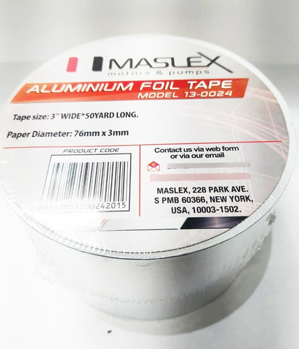 Cinta De Aluminio 3  X 50mts Para Ducteria Marca Maslex