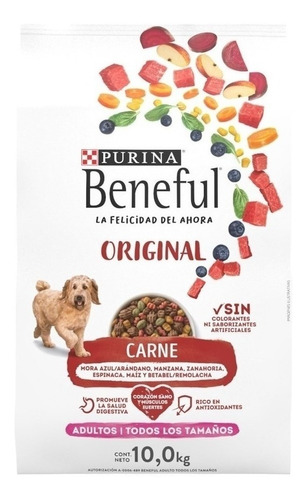 Alimento Beneful Original Para Perro Adulto Todos Los Tamaños Sabor Carne En Bolsa De 10kg