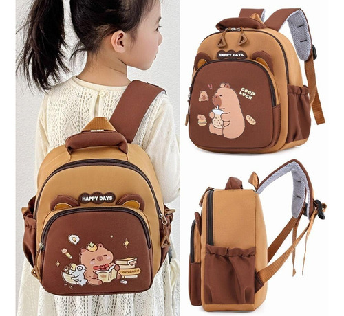 Mochila Capibara Jardin Carpincho Capybara Importada Marrón Modelo 1