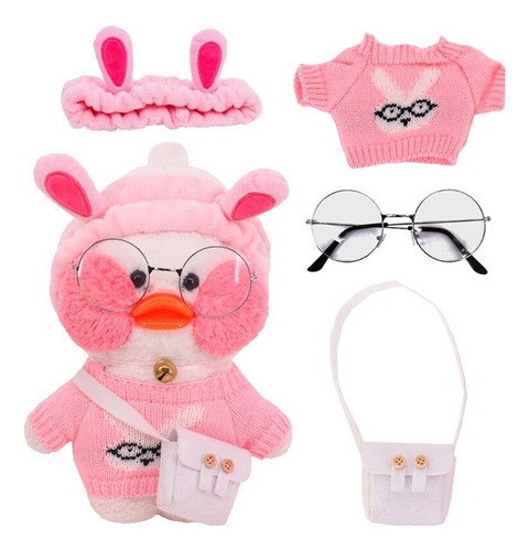 Peluche Pato Lalafanfan Kawaii 30 Cm Con Accesorios 