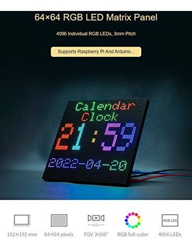 Panel De Matriz Led Rgb A Todo Color De 64 X 64 Píxeles, 409