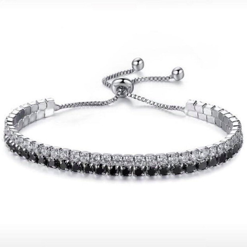 Pulsera Brazalete Plata .925 Mujer Zirconias Doble Joyería