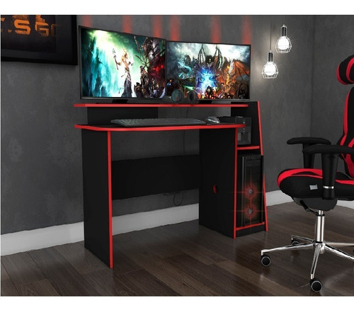 Mesa Gamer Escrivaninha Evolution Preto Vermelha