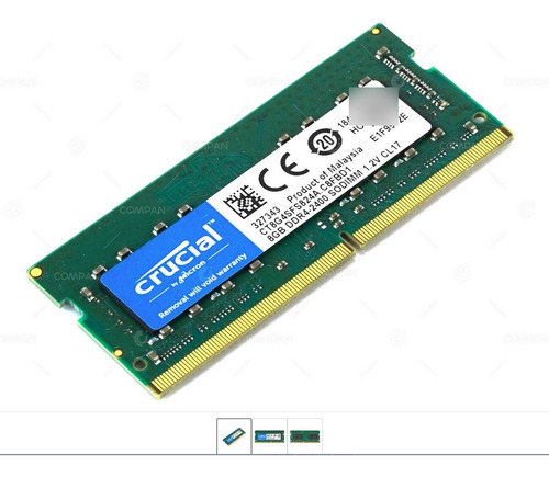 Memoria Ram Color Verde  8gb 1 Crucial Ct8g4sfs824a