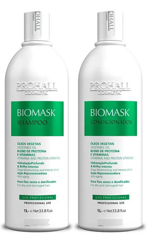 Kit Shampoo Biomask 1l + Condicionador Biomask 1l Prohall