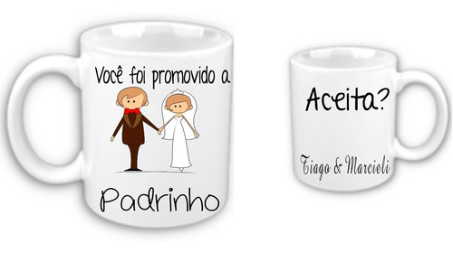 Par De Caneca Convite P/ Padrinhos Casamento